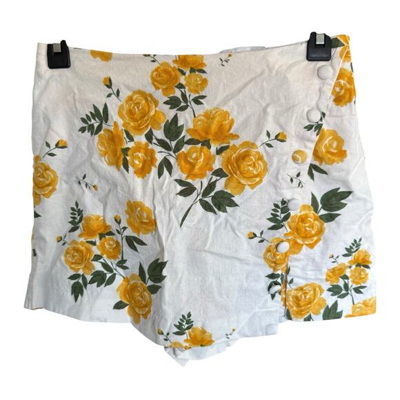 Revolve L'academie Printed Yellow Floral Linen Skort Small Bohemian Boho Hippie - Picture 1 of 9